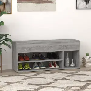 Berkfield Shoe Bench Grey Sonoma 105x30x45 cm Engineered Wood