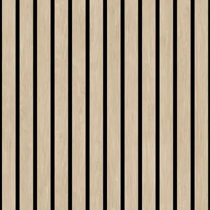 Ugepa Wooden Slats Panelling 3D Wood Panel Stripe Natural Black Wallpaper