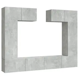 Berkfield 6 Piece TV Cabinet Set Concrete Grey Engineered Wood