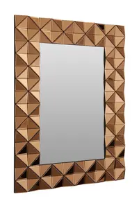 Interiors by Premier Luxurious Geomatric Copper Wall Mirror, Sunburst Design Wall Mirror For Bedroom, Indoor Accent Mirror