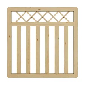 Wood Colour Outdoor Cross Top Wooden Garden Gate Pedestrian Fence Yard Door with Accessory Kit,120cm x 120cm