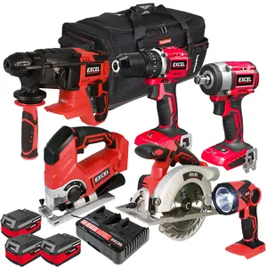 Excel 18V Cordless 6 Piece Tool Kit with 3 x 4.0Ah Batteries & Charger EXL5070