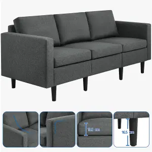 Yaheetech Dark Grey Fabric Upholstered 3-Seater Sofa Couch