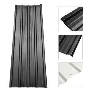 Black Panels Set of 6 Steel Corrugated Panels for Roofing, Carports, Tool Sheds, Wall Cladding