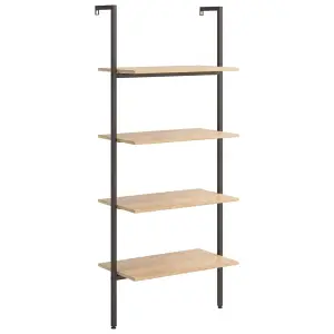 Berkfield 4-Tier Leaning Shelf Light Brown and Black 64x35x152.5 cm