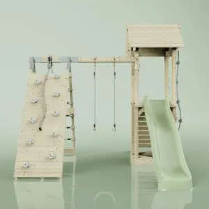 PolarPlay Tower Kids Wooden Climbing Frame with Swing and Slide - Climb & Swing Tyra Sage