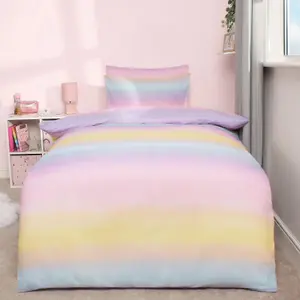 Rainbow Duvet Cover with Pillowcase Quilt Bedding Set Reversible - Single