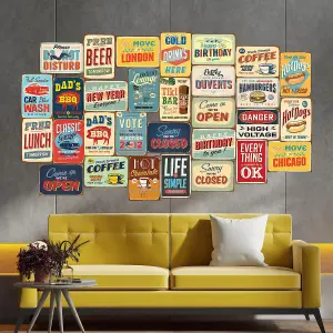 Walplus Vintage Metal Sign Wall Collage Mural Stickers Set