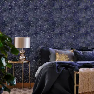 Twinkle Twinkle Wallpaper Blue / Gold Muriva 218501