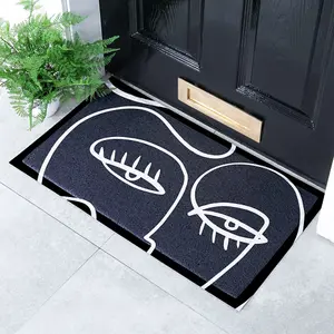 Black Eyelash Indoor & Outdoor Doormat - 70x40cm