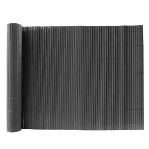 Dark Grey PVC Privacy Fence Sun Blocked Garden Screen Panel Blindfold for Balcony L 3m x H 2m