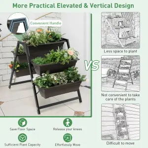 Costway Raised Garden Bed 3-Tier Vertical Planter w/ 5 Plant Boxes Indoor Outdoor