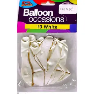 Fantasia Latex Plain Balloons (Pack of 10) White (One Size)