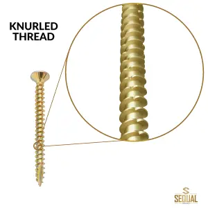 SEQUAL Hyper Drive Wood Screws, Self Countersinking Head, With Knurled Thread, M6x50mm (Box Of 100)