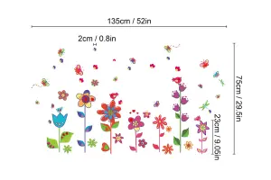 Colorful Flowers Butterflies Decal Wall Stickers Children Kids Girl Wallpaper Stock Clearance