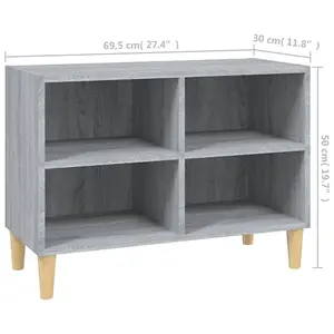 Berkfield TV Cabinet with Solid Wood Legs Grey Sonoma 69.5x30x50 cm