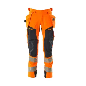 Mascot Accelerate Safe Trousers with Holster Pockets - Hi-Vis Orange/Dark Navy   (38.5) (Leg Length - Regular)