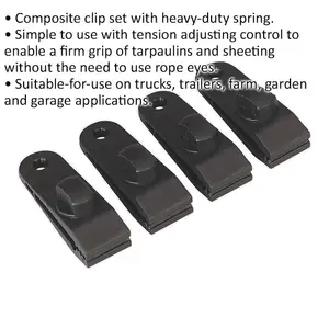 4 PACK Tarpaulin Clip Set - Heavy-Duty Spring Clip - Cover Sheet Clip Eyelet