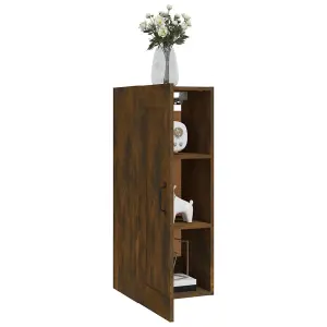 Berkfield Hanging Cabinet Smoked Oak 35x34x90 cm Engineered Wood