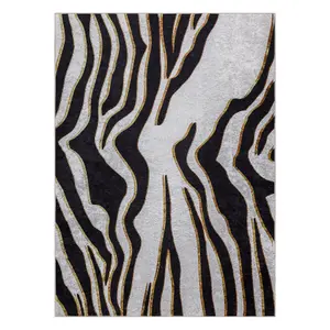 MIRO 52002.807 washing carpet Zebra pattern anti-slip - cream / black 140x190 cm