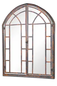 MirrorOutlet Chelsea Metal Arch shaped Decorative Window opening Garden Mirror 78cm X 61cm