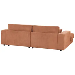 Corner Sofa LOFOTEN Light Red Fabric 3 Seater Right Hand