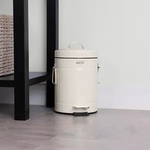 Charles Bentl 3L Cream Retro Steel Waste Rubbish Kitchen Bathroom Mini Pedal Bin