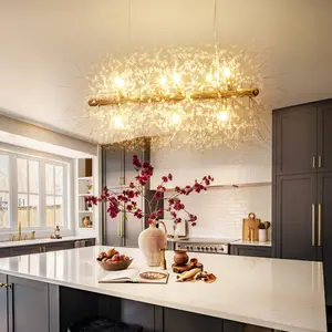 Mchugh 9 - Light Mchugh Starburst Sunburst Ceiling Lighting Kitchen Island Linear Pendant Gold