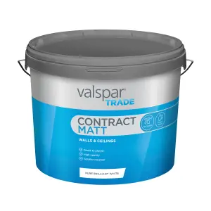 Valspar Trade Contract Pure Brilliant White Matt Emulsion paint, 10L