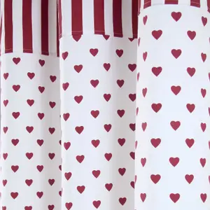 Homescapes Red Love Hearts Ready Made Eyelet Curtain Pair, 117 x 137 cm Drop