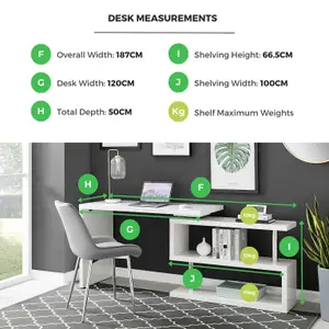 Furniturebox UK Siena White High Gloss Rotating Computer Desk