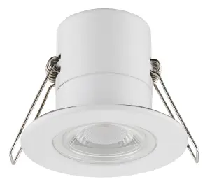 Luceco Matt White Fixed LED Fire-rated Cool white Downlight 5W IP65, Pack of 6