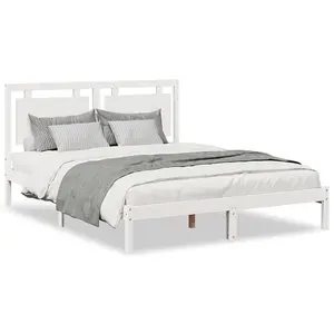 Berkfield Extra Long Bed Frame without Mattress White 140x210 cm Solid Wood