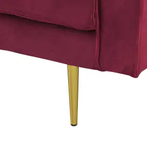 Right Hand Velvet Chaise Lounge Dark Red MIRAMAS