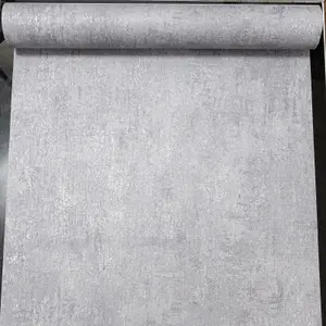 Grey Concrete Effect Wallpaper Heavy Vinyl Metallic Slight Imperfect Textured