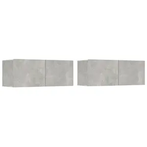 Berkfield TV Cabinets 2 pcs Concrete Grey 80x30x30 cm Engineered Wood