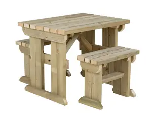 Yews Picnic Bench - Wooden Garden Table and Bench Set (4ft, Natural finish)