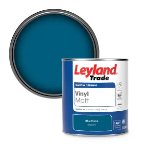 Leyland Trade Vinyl Matt Walls & Ceilings Emulsion Paint Blue Flame (PPG1157-7) 1L