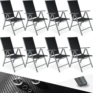 Garden Chairs Set of 8 - foldable, aluminium, 7-position adjustable backrest - anthracite