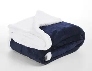 Penguin Home Reversible Microfiber Sherpa Flannel Throw Blanket