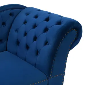 Right Hand Chaise Lounge Velvet Navy Blue NIMES