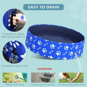 PawHut Dog Swimming Pool Foldable Pet Bathing Shower Tub Padding Pool Dia120cm L- Blue