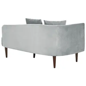 Left Hand Velvet Chaise Lounge Light Grey CHAUMONT