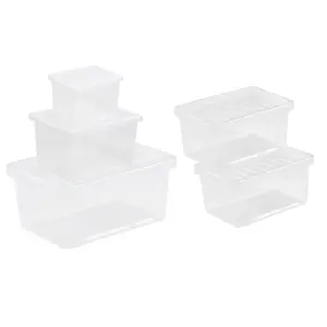 2 x Home Office Clear 64 Litre Transparent Plastic Storage Containers With Lids