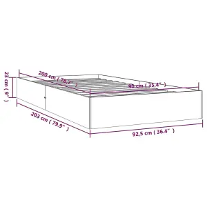 Berkfield Bed Frame Solid Wood 90x200 cm