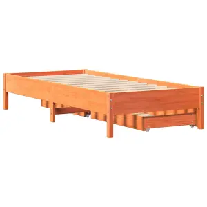 Berkfield Bed Frame without Mattress Wax Brown 100x200 cm Solid Wood Pine