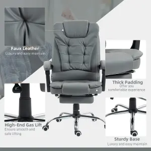 HOMCOM Executive Office Chair PU Leather Swivel Chair with Footrest Grey