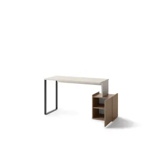 Spacious Cashmere & Truffle Desk H770mm W1630mm D550mm - Modern Design with Storage