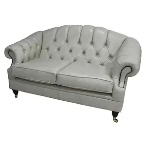 Chesterfield 2 Seater Stella Ice Leather Sofa Settee Bespoke In Victoria Style