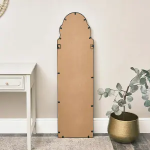 Melody Maison Tall Slim Gold Arch Wall Mirror 133cm x 38cm